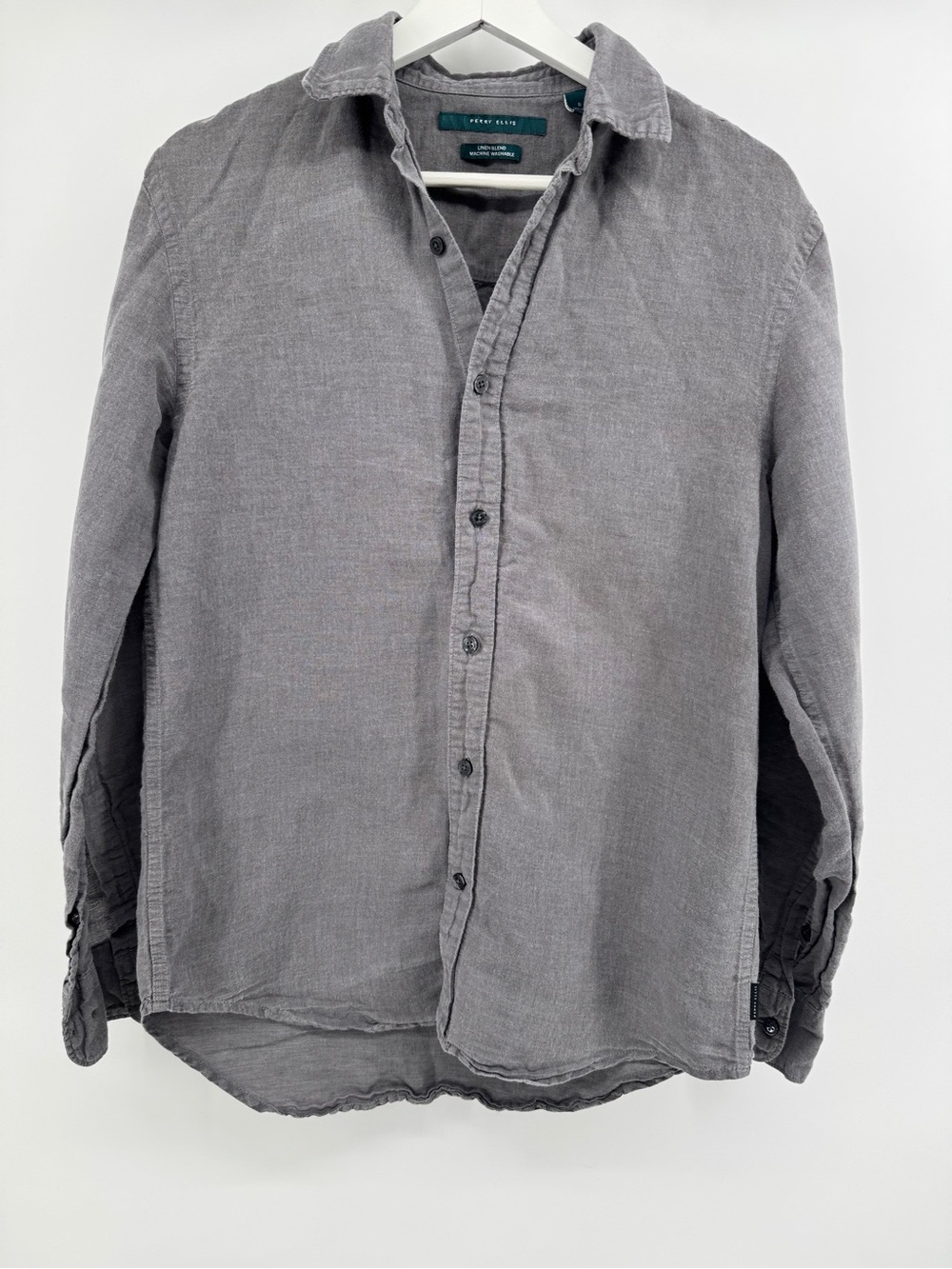 Perry Ellis Gray Casual Long-Sleeve Button-Down Shirt